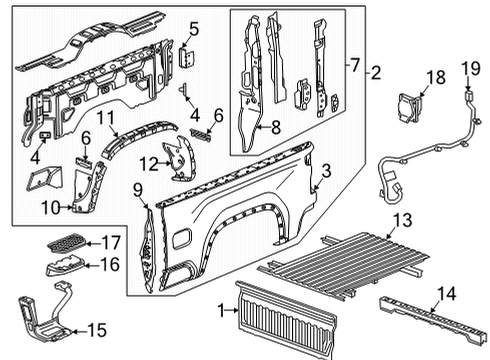 2023 Chevy Silverado 3500 HD Side Panel, Driver Side Diagram for 85554908