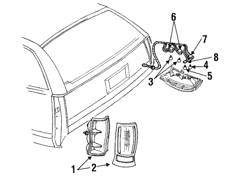 1991 Chevy Caprice Tail Lamp Assembly, Red, Driver Side Diagram for 16520669