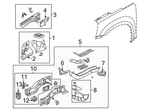 2007 Chevy Equinox Structural Components & Rails Diagram