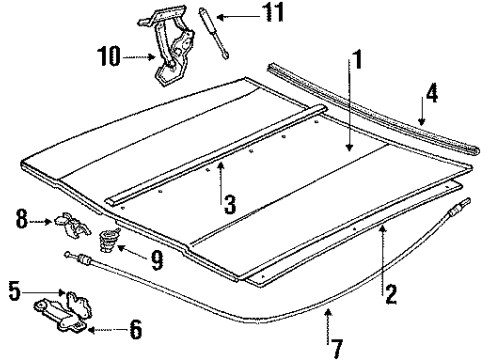 1984 Buick Electra Hood & Components Diagram