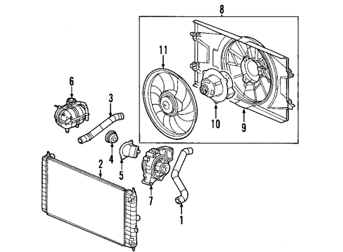 2009 Pontiac Solstice Fan Shroud Diagram for 19130227