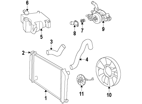 2009 Hummer H3 Fan Blade Diagram for 25844695
