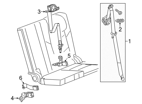 2017 Cadillac Escalade Rear Seat Belts Diagram 3 - Thumbnail