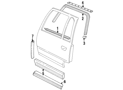 1997 Cadillac DeVille Exterior Trim - Rear Door Diagram