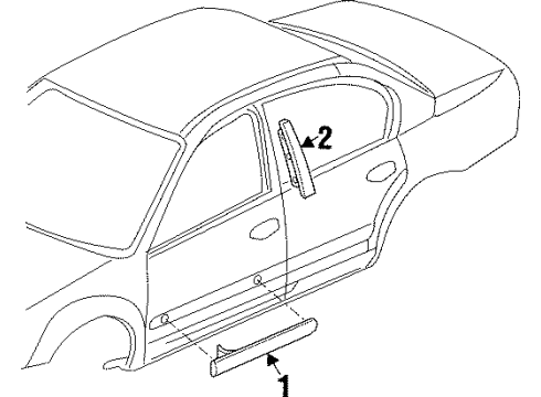 1999 Oldsmobile Cutlass Exterior Trim - Front Door Diagram