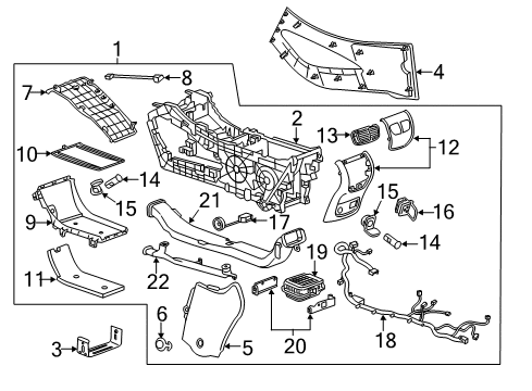 2017 Buick LaCrosse Center Console, Front Diagram for 26217936
