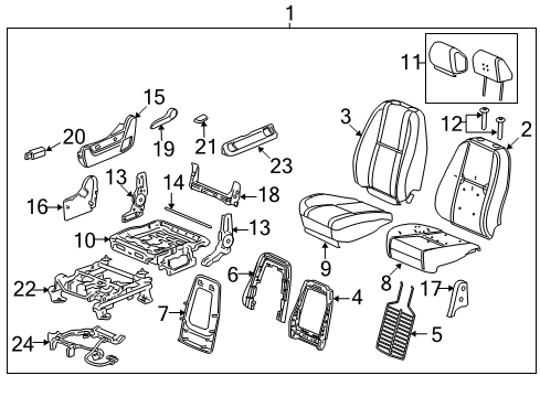 2007 Chevy Suburban 1500 Seat Assembly, Titanium, Front Diagram for 15865117