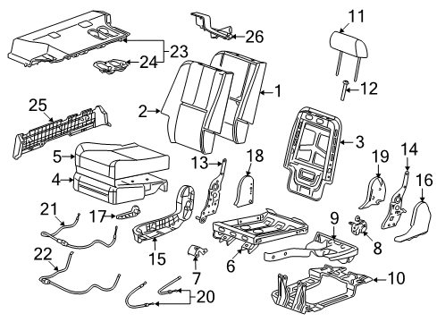 2012 Cadillac Escalade Rear Seat Components Diagram 2 - Thumbnail