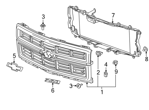 2015 Chevy Silverado 1500 Nameplate, Front Diagram for 23432559
