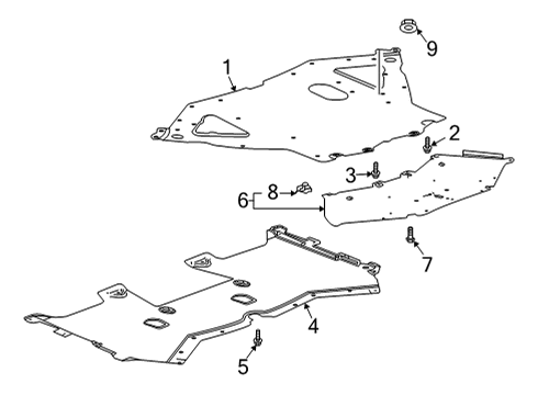 2021 Chevy Corvette Splash Shields Diagram 2 - Thumbnail