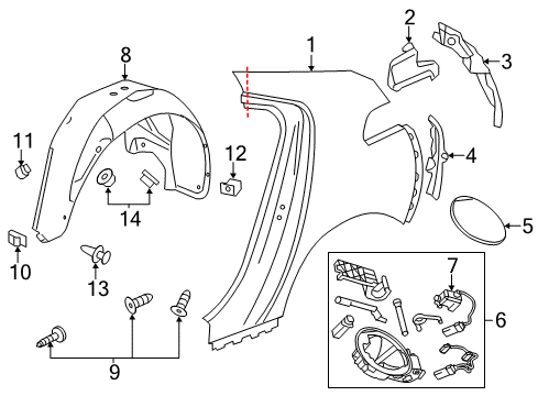 2014 Chevy Volt Quarter Panel & Components Diagram