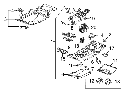 2011 Cadillac SRX Button, Black, Passenger Side Diagram for 20817689