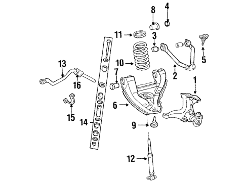 1990 GMC K3500 Front Suspension, Control Arm Diagram 3 - Thumbnail