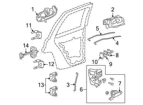2005 Buick Rainier Rear Door - Lock & Hardware Diagram