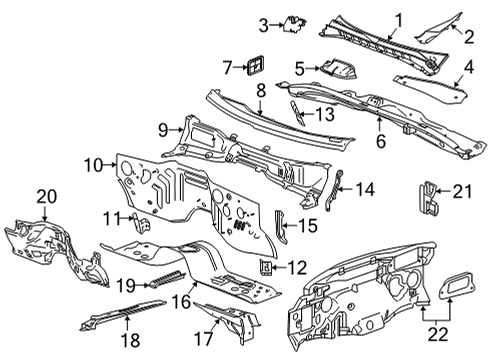 2022 GMC Sierra 2500 HD Cab Cowl Diagram 2 - Thumbnail
