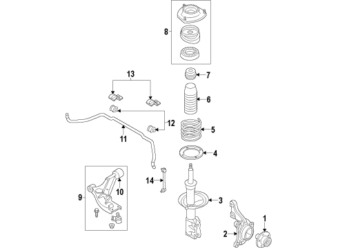 2016 Cadillac ELR Strut Mount, Front Diagram for 23154038