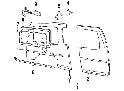 1990 Chevy Lumina APV Side Panel & Components Diagram