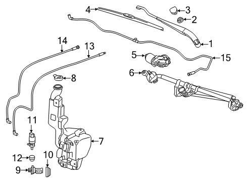2017 Cadillac Escalade Windshield - Wiper & Washer Components Diagram