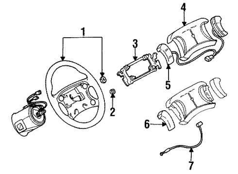 1996 Pontiac Trans Sport Steering Column, Steering Wheel Diagram 3 - Thumbnail