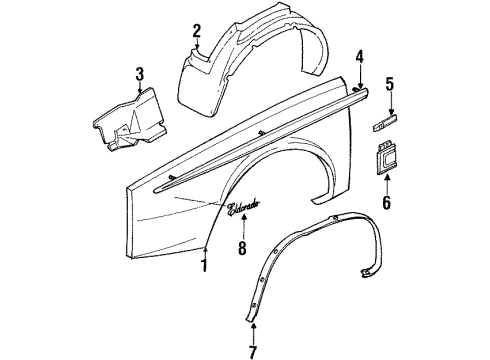 1988 Cadillac Eldorado Nameplate, Front Diagram for 20288599