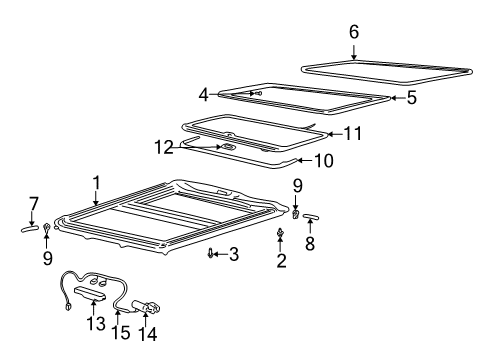 2001 Pontiac Bonneville Sunroof Glass Diagram for 12374535