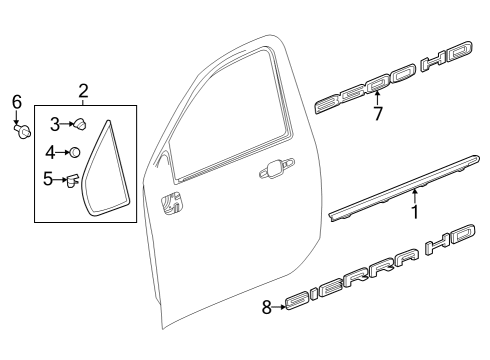 2020 GMC Sierra 3500 HD Exterior Trim - Front Door Diagram 2 - Thumbnail