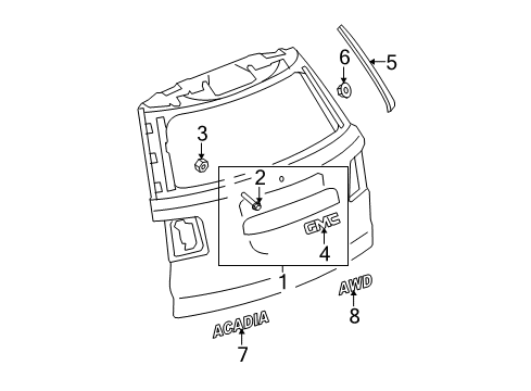 2008 GMC Acadia Exterior Trim - Lift Gate Diagram