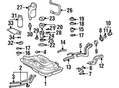 2000 Chevy Prizm Oil Filter Diagram for 25161880