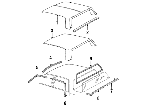 1989 Cadillac DeVille Upper Molding Diagram for 25614067