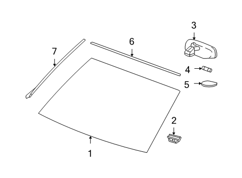 2011 GMC Canyon Windshield Glass, Reveal Moldings Diagram