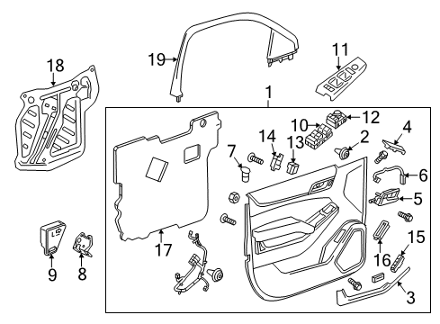 2017 GMC Yukon Interior Trim - Front Door Diagram