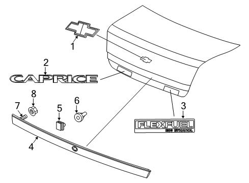 2013 Chevy Caprice Exterior Trim - Trunk Lid Diagram