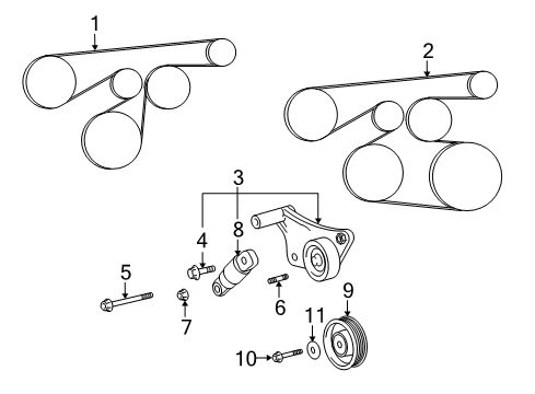 2010 Pontiac Vibe Serpentine Belt Diagram for 19185652