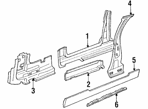 1990 Chevy Cavalier Rocker Panel Reinforcement, Passenger Side Diagram for 20710438