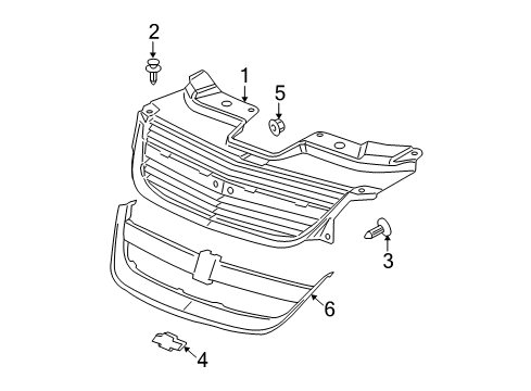 2008 Chevy Cobalt Grille & Components Diagram