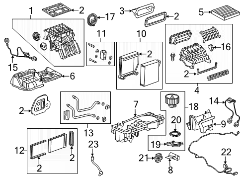2022 Chevy Trax A/C Evaporator & Heater Components Diagram