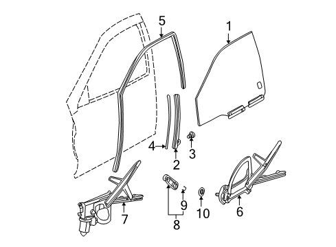 2002 Saturn L200 Window Regulator, Front Driver Side Diagram for 22669948