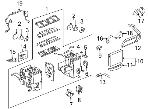 2003 Cadillac CTS A/C Evaporator & Heater Components Diagram
