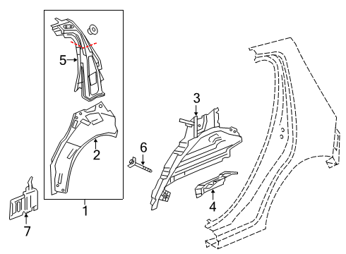 2022 Chevy Spark Inner Structure - Quarter Panel Diagram