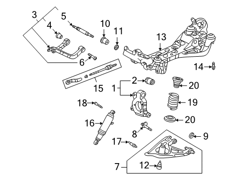 2006 Chevy Uplander Suspension Crossmember Mount Bolt, Front Diagram for 20728760