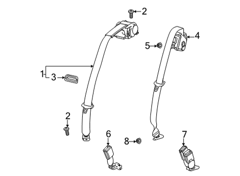 2023 Chevy Trailblazer Rear Seat Belts Diagram