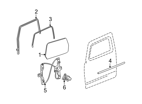 2008 Hummer H3 Front Door - Glass & Hardware Diagram
