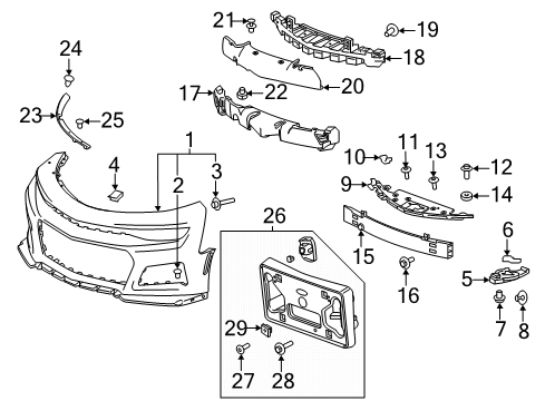 2018 Chevy Camaro Bumper Cover, Front Diagram for 84380528
