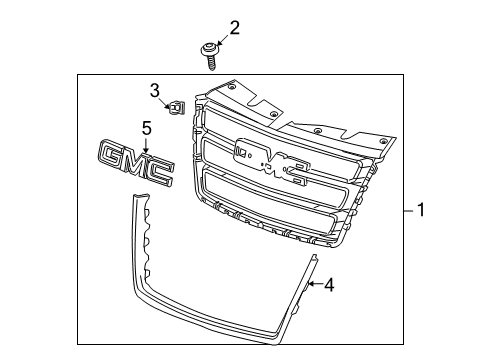 2010 GMC Terrain Grille & Components Diagram