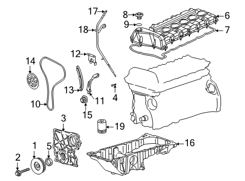 2008 Hummer H3 Engine Parts, Mounts, Cylinder Head & Valves, Camshaft & Timing, Variable Valve Timing, Oil Pan, Oil Pump, Balance Shafts, Crankshaft & Bearings, Pistons, Rings & Bearings Diagram