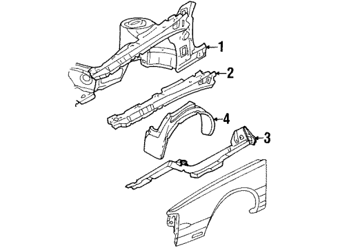 1990 Oldsmobile Toronado Wheelhouse, Front Inner Driver Side Diagram for 20727009