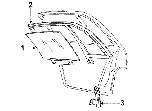 1991 Buick Park Avenue Rear Door - Glass & Hardware Diagram
