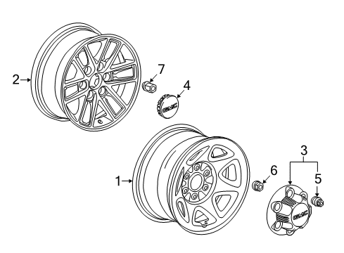 2018 GMC Sierra 1500 Hub Cap Diagram for 20941992