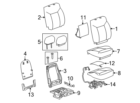 2009 Hummer H2 Front Seat Components Diagram