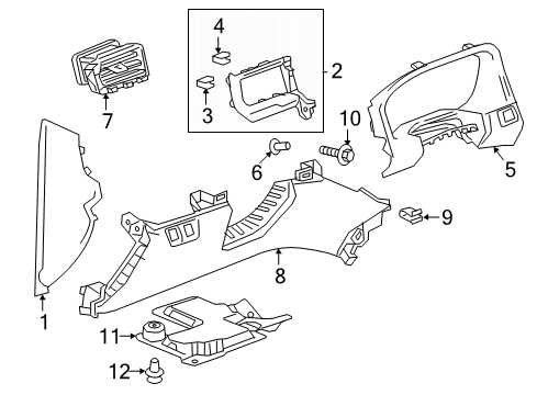 2021 GMC Acadia Lower Insulator, Driver Side Diagram for 84452245